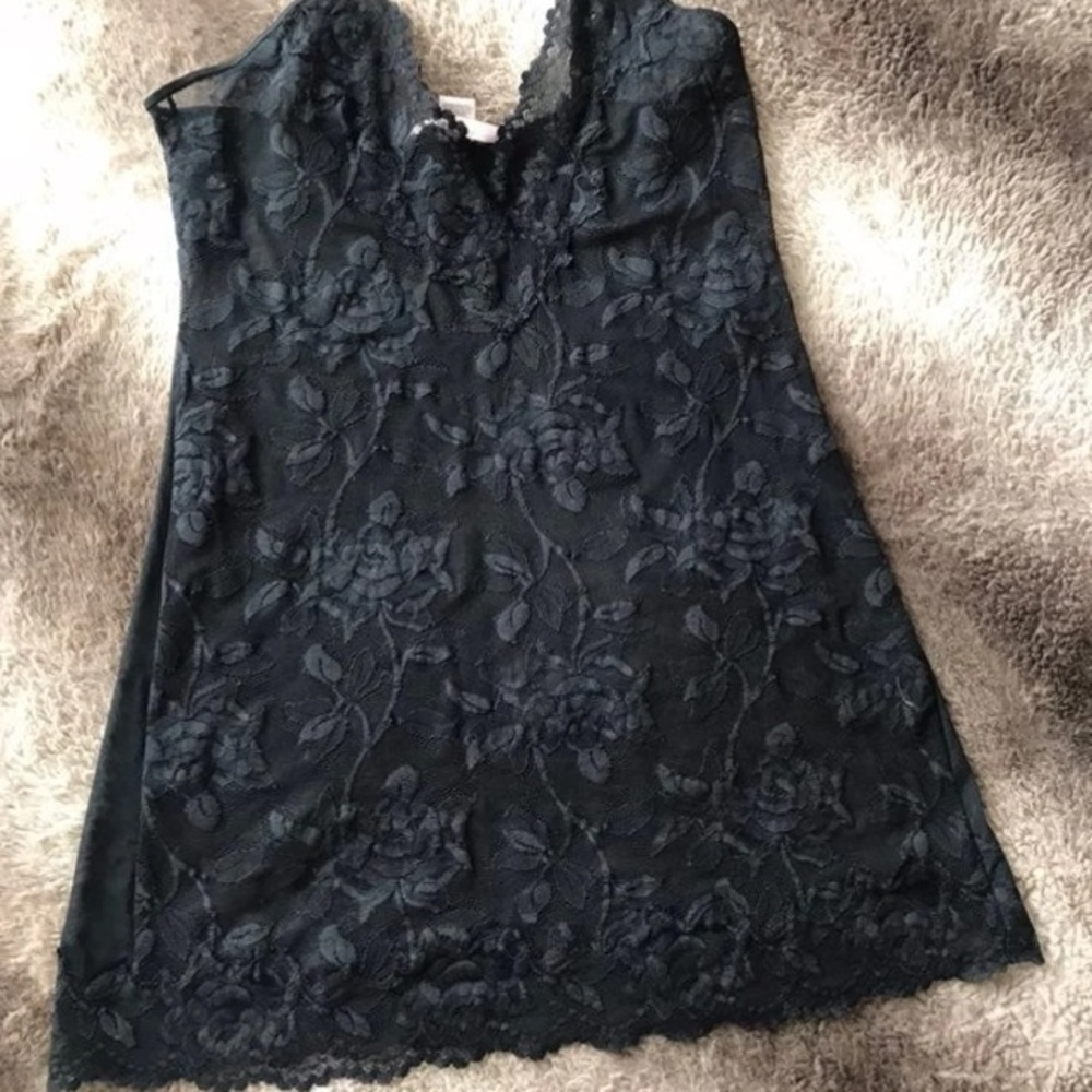 Victoria’s Secret black floral lace slip